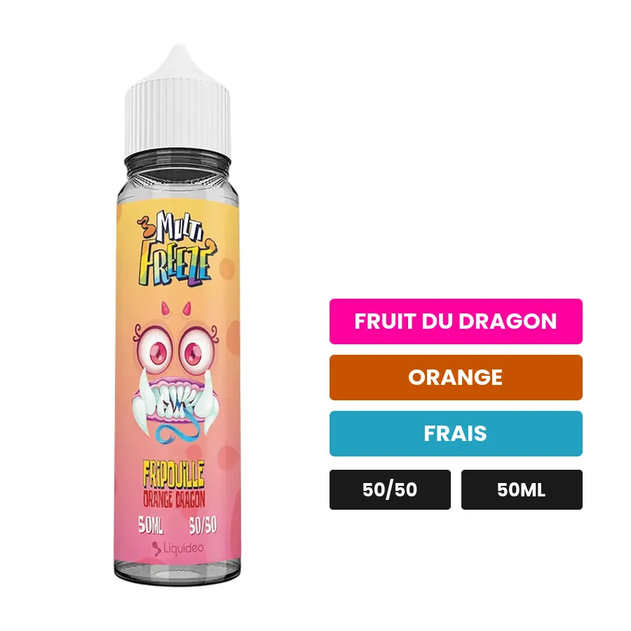 E-liquide Fripouille de Liquideo, 50 ml, saveurs fruit du dragon, orange et frais.