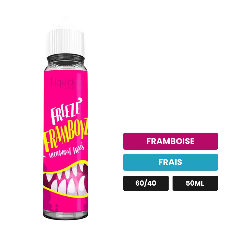 E-liquide Framboyz de Liquideo, 50 ml, saveurs framboise et frais.