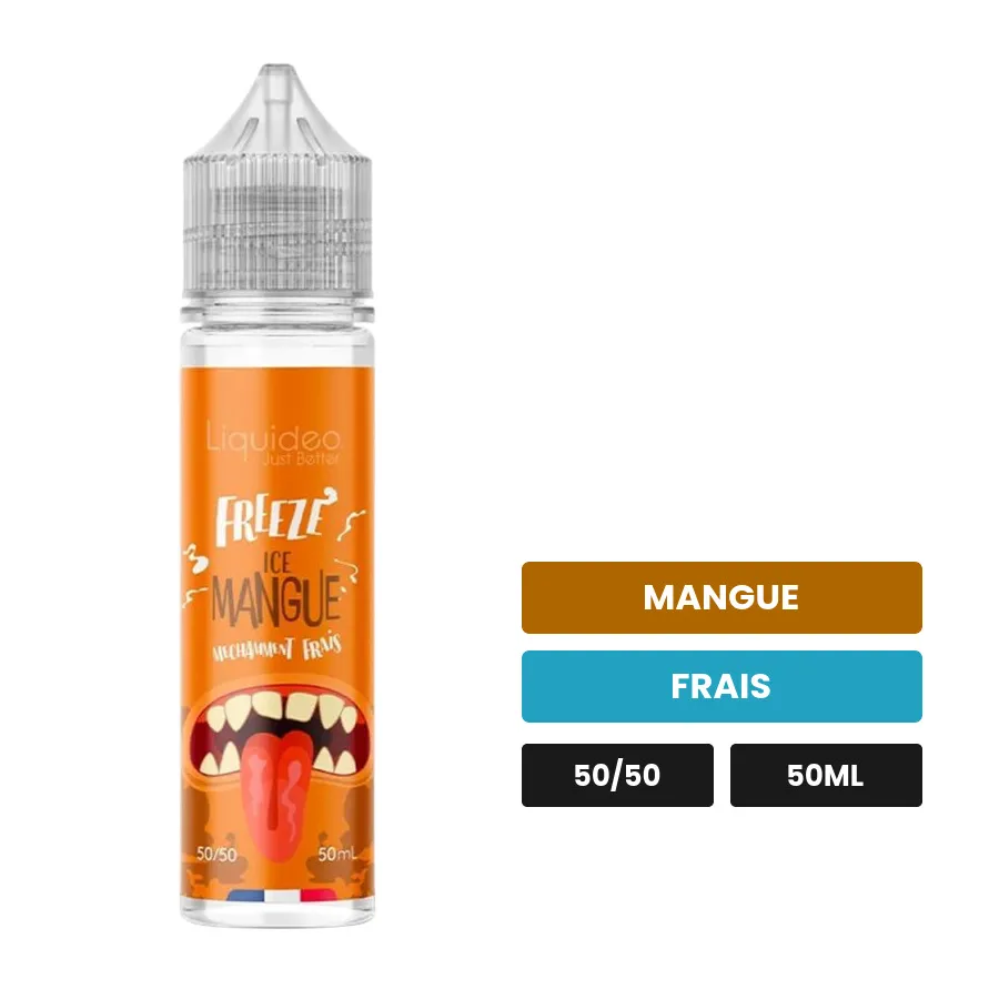 E-liquide Ice Mangue de Liquideo, 50 ml, saveurs mangue et frais.