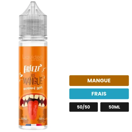 E-liquide Ice Mangue de Liquideo, 50 ml, saveurs mangue et frais.