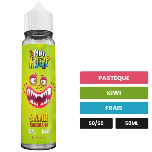 E-liquide Canaille de Liquideo, 50 ml, saveurs pastèque, kiwi et frais.