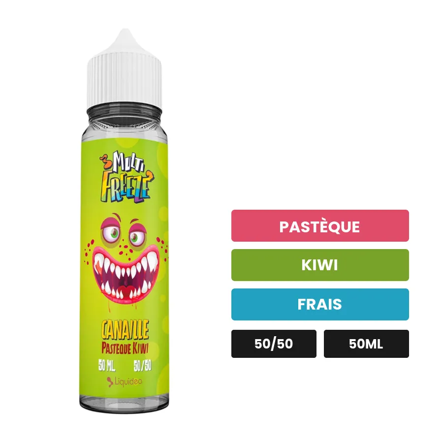 E-liquide Canaille de Liquideo, 50 ml, saveurs pastèque, kiwi et frais.