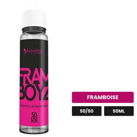 E-liquide Liquideo Fifty Framboyz, 50 ml, saveur framboise.