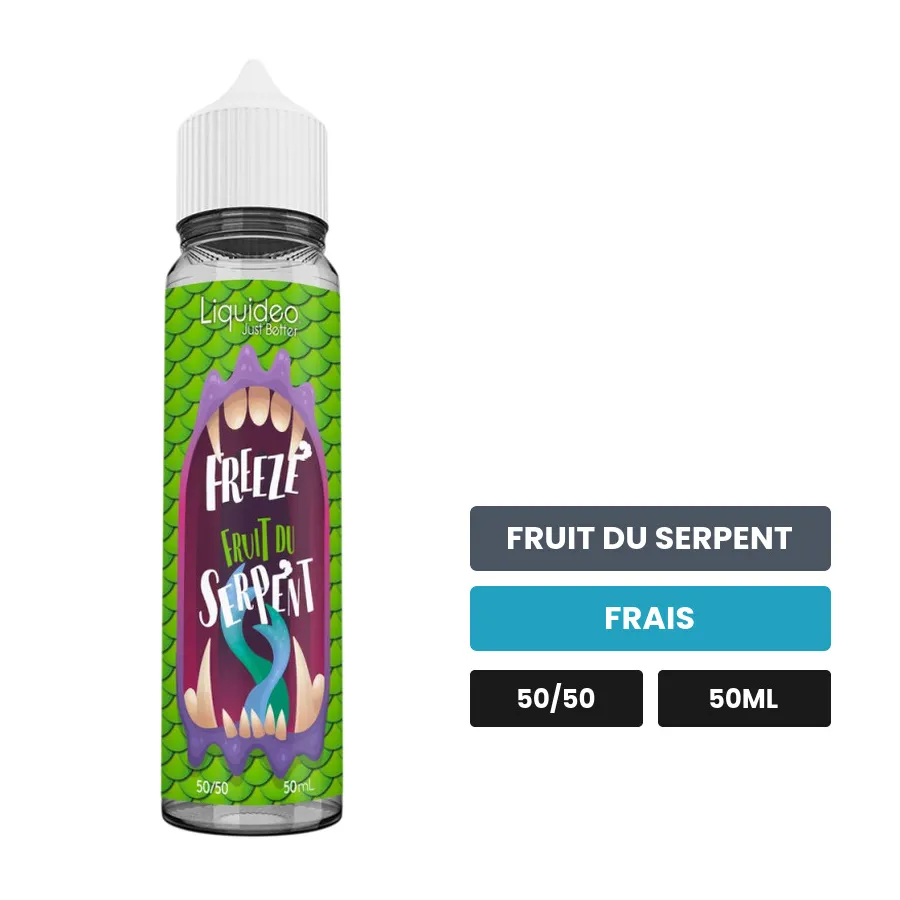 E-liquide Fruit du Serpent de Liquideo, 50 ml, saveurs fruit du serpent et frais.