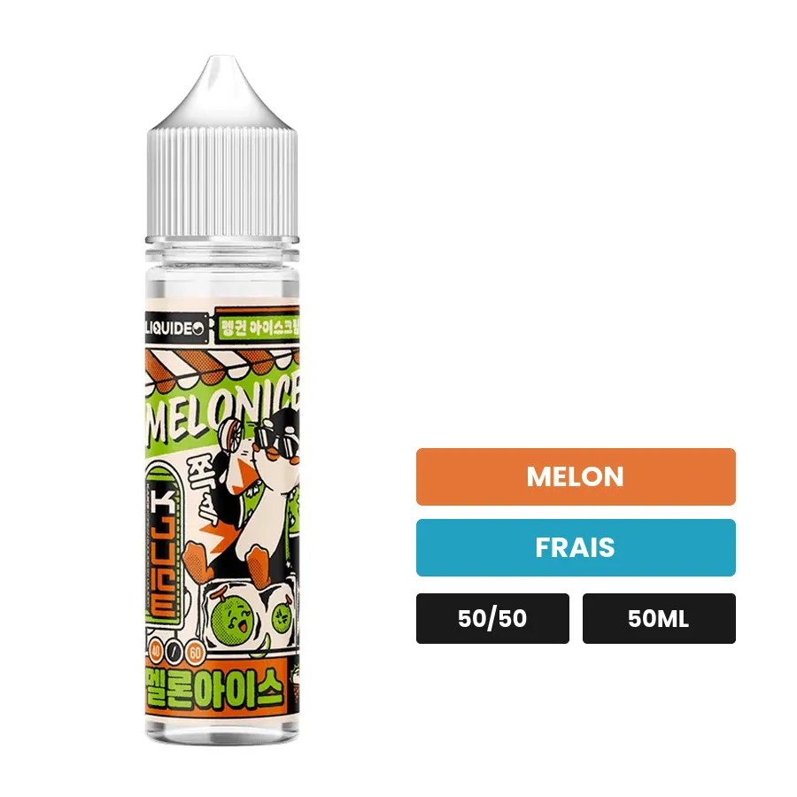 E-liquide Melonice de Liquideo, 50 ml, saveurs melon et frais.
