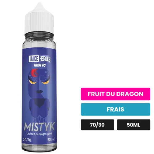 E-liquide Mistyk de Liquideo, 50 ml, saveurs fruit du dragon et frais.