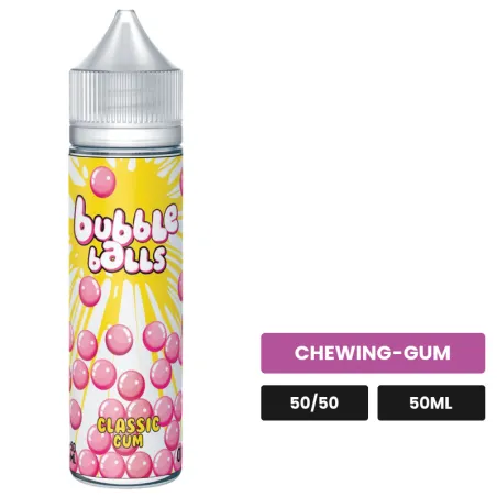 E-liquide Classic Gum de Bubble Balls, 50 ml, saveur chewing-gum.