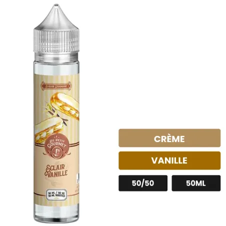 E-liquide Eclair Vanille de Le Petit Gourmet, 50 ml, saveurs crème et vanille.