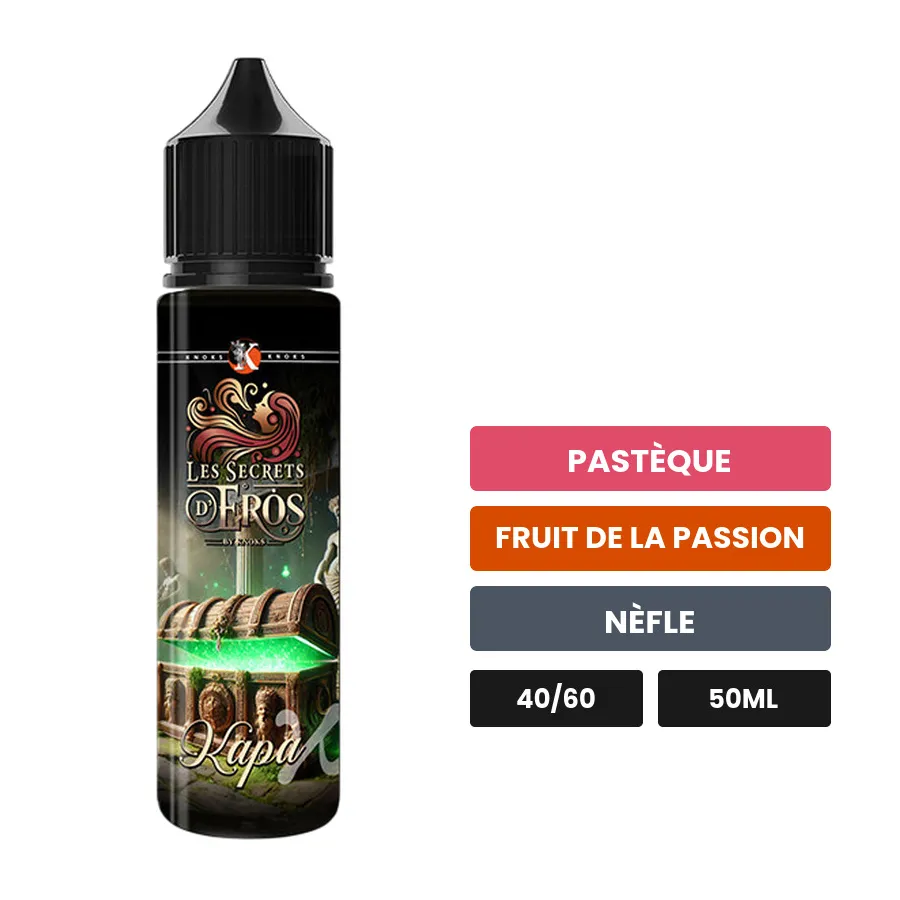 E-liquide Kapa de Knoks, 50 ml, saveurs pastèque, fruit de la passion et nèfle.