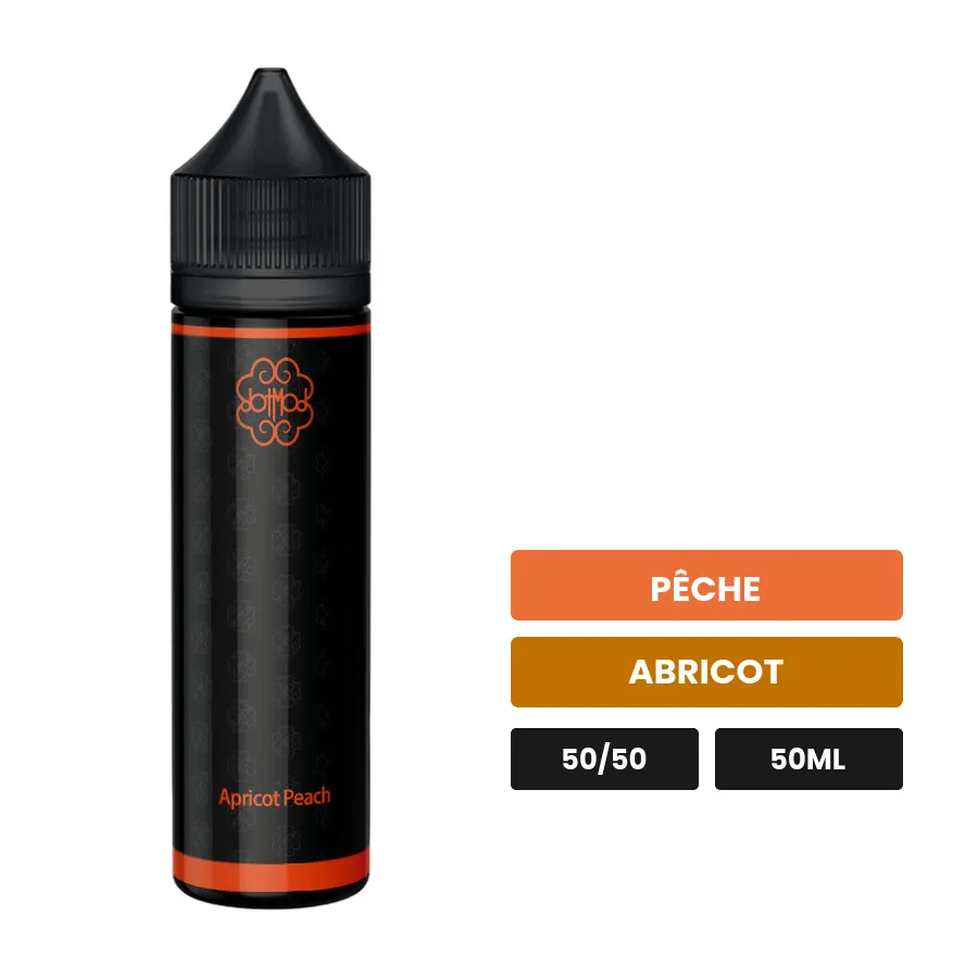 E-liquide Apricot Peach de Dotmod, 50 ml, saveurs pêche et abricot.