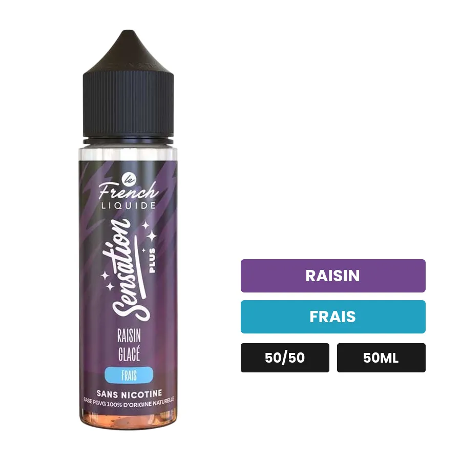 E-liquide Raisin Glacé de Le French Liquide, 50 ml, saveurs raisin et frais.