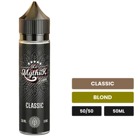 E-liquide Le Mythik, 50 ml, saveurs classic et blond.