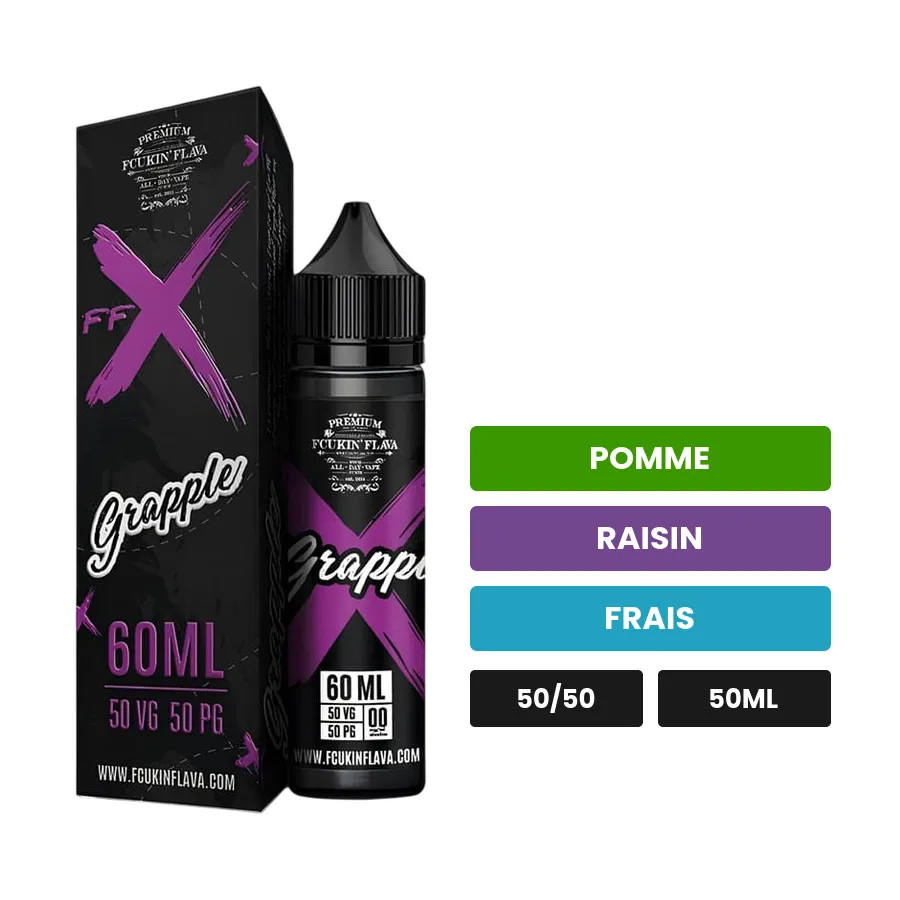 E-liquide Grapple de Fcukin'Flava, 50 ml, saveurs pomme, raisin et frais.