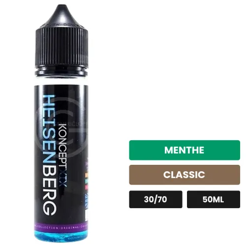 E-liquide Heisenberg High Vg de Vampire Vape, 50 ml, saveurs menthe et classic.