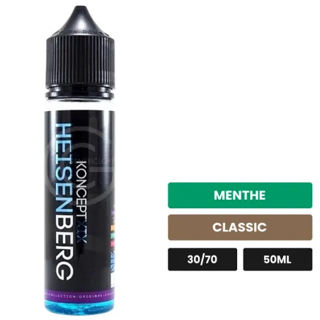 E-liquide Heisenberg High Vg de Vampire Vape, 50 ml, saveurs menthe et classic.