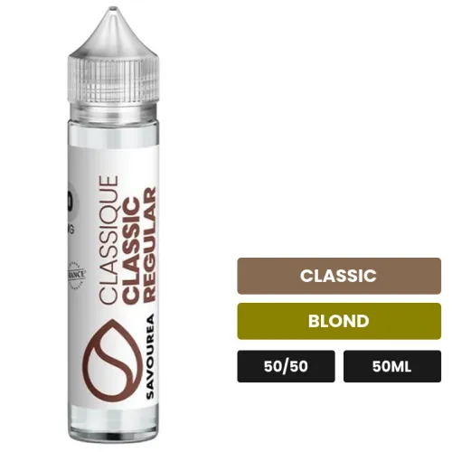E-liquide Classic Regular Classique de Savourea, 50 ml, saveurs classic et blond.