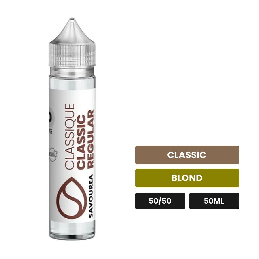 E-liquide Classic Regular Classique de Savourea, 50 ml, saveurs classic et blond.