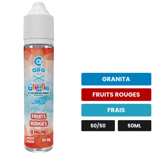 E-liquide Fruits Rouges d'Alfaliquid, 50 ml, saveurs granita, fruits rouges et frais.