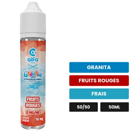 E-liquide Fruits Rouges d'Alfaliquid, 50 ml, saveurs granita, fruits rouges et frais.