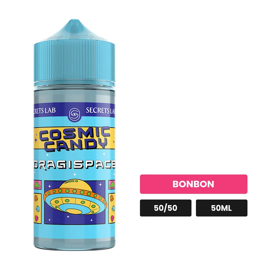 E-liquide Dragispace de Secret's Lab, 50 ml, saveur bonbon.