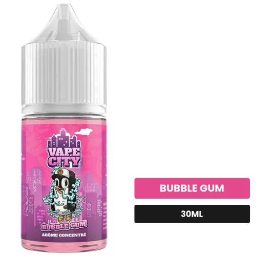 Arome concentre Bubble gum de Vape City, 30 ml, saveur bubble gum.