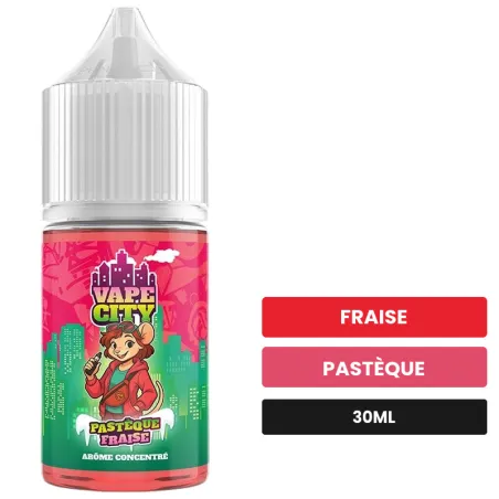 Arome concentre Pastèque fraise de Vape City, 30 ml, saveurs fraise et pastèque.