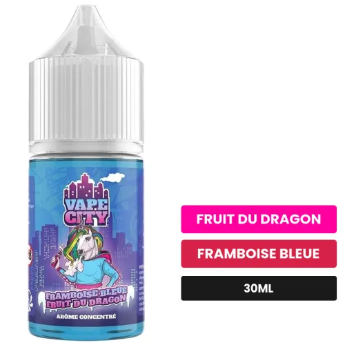 Arome concentre Framboise bleue fruit du dragon de Vape City, 30 ml, saveurs fruit du dragon et framboise bleue.