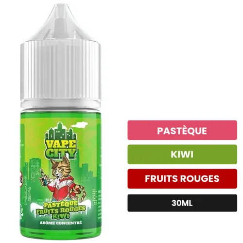 Arome concentre Pastèque fruits rouges kiwi de Vape City, 30 ml, saveurs pastèque, kiwi et fruits rouges.