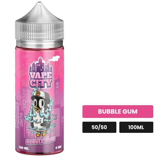 E-liquide Bubble gum de Vape City, 100 ml, saveur bubble gum.