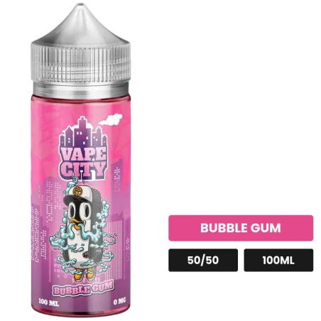 E-liquide Bubble gum de Vape City, 100 ml, saveur bubble gum.