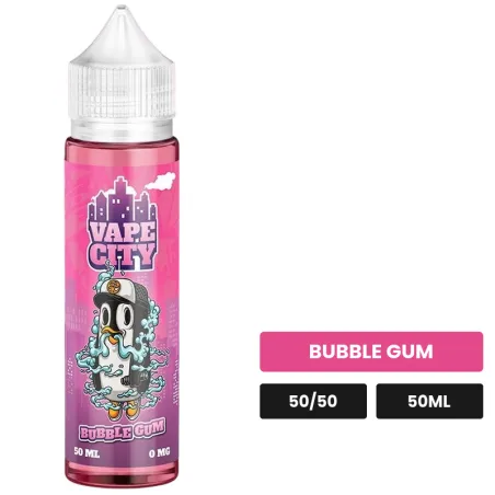 E-liquide Bubble Gum de Vape City, 50 ml, saveur bubble gum.