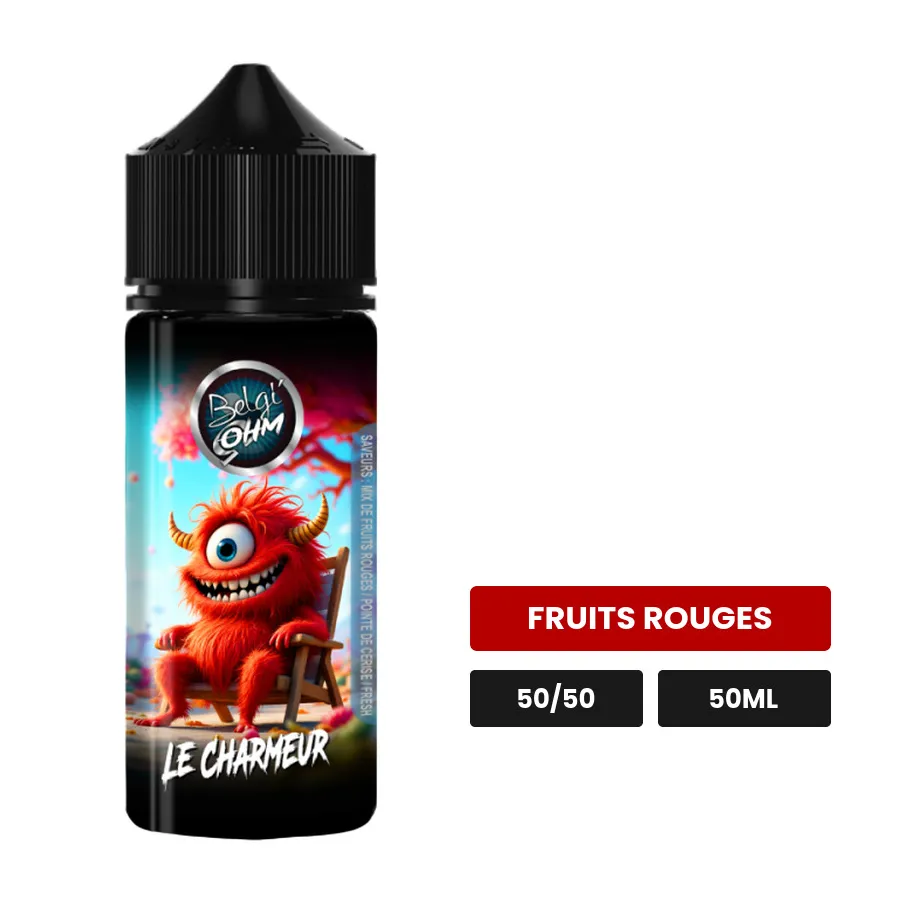 E-liquide Le Charmeur de Belgi'ohm, 50 ml, saveur fruits rouges.