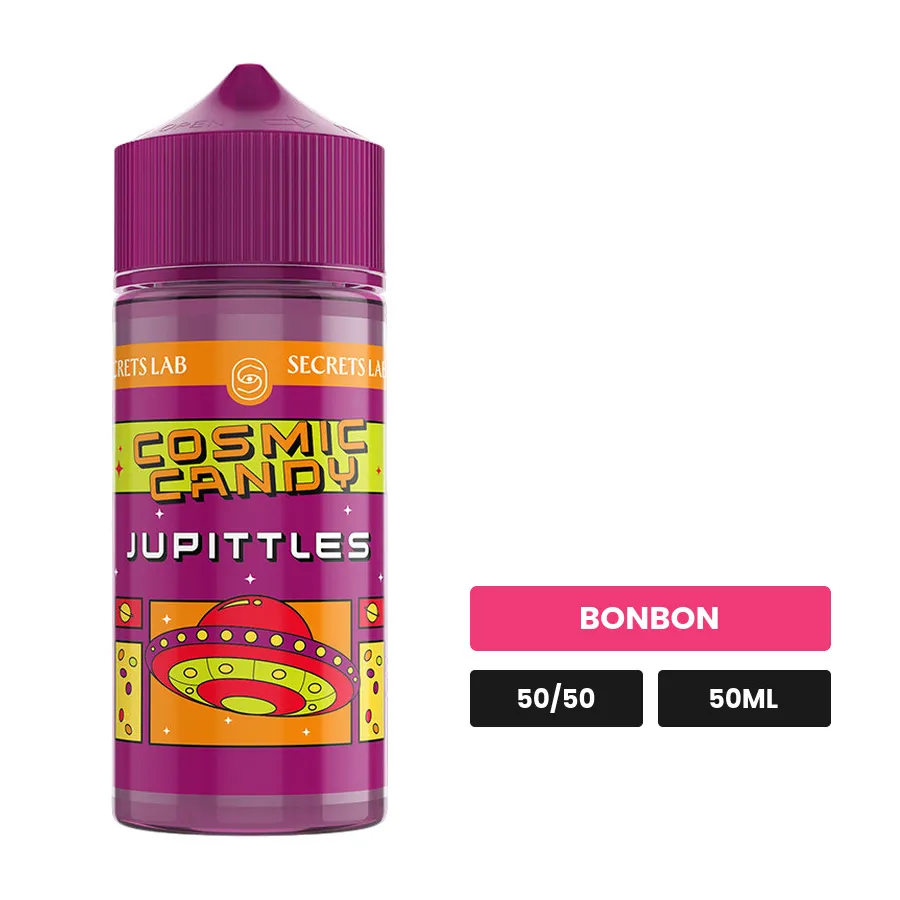 E-liquide Jupittles Cosmic Candy de Secret's Lab, 50 ml, saveur bonbon.