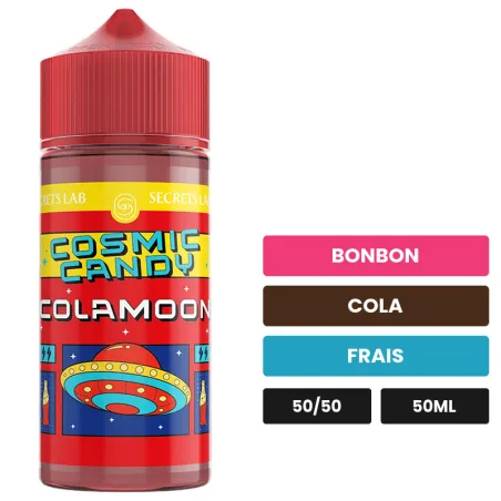 E-liquide Colamoon de Secret's Lab, 50 ml, saveurs bonbon, cola et frais.