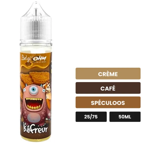 E-liquide Le Bâfreur de Belgi'ohm, 50 ml, saveurs crème, café et spéculoos.