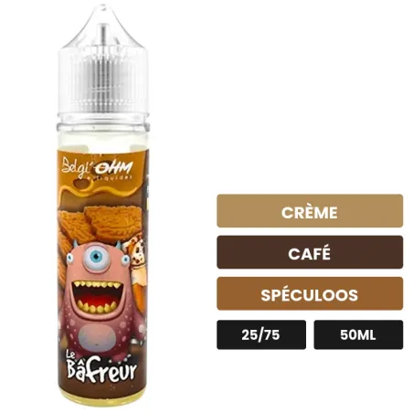 E-liquide Le Bâfreur de Belgi'ohm, 50 ml, saveurs crème, café et spéculoos.