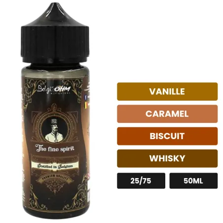 E-liquide Le Fine Spirit de Belgi'ohm, 50 ml, saveurs vanille, caramel, biscuit et 2 autres.