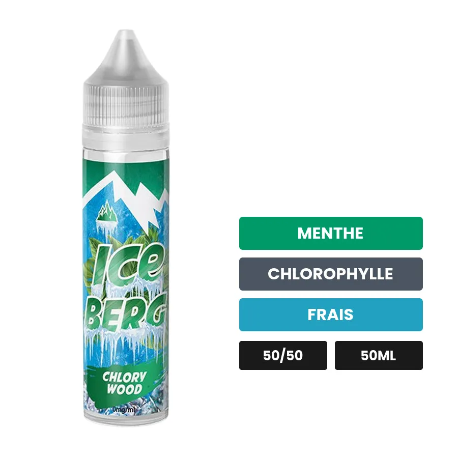 E-liquide Chlorywood Iceberg d'O'Jlab, 50 ml, saveurs menthe, chlorophylle et frais.