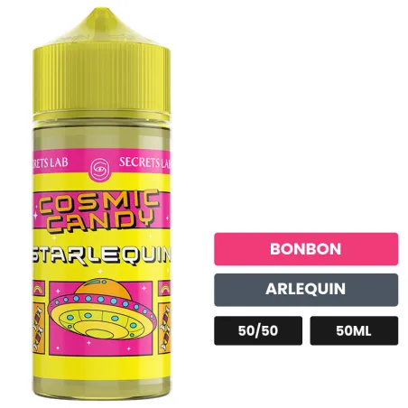 E-liquide Starlequin de Secret's Lab, 50 ml, saveurs bonbon et arlequin.
