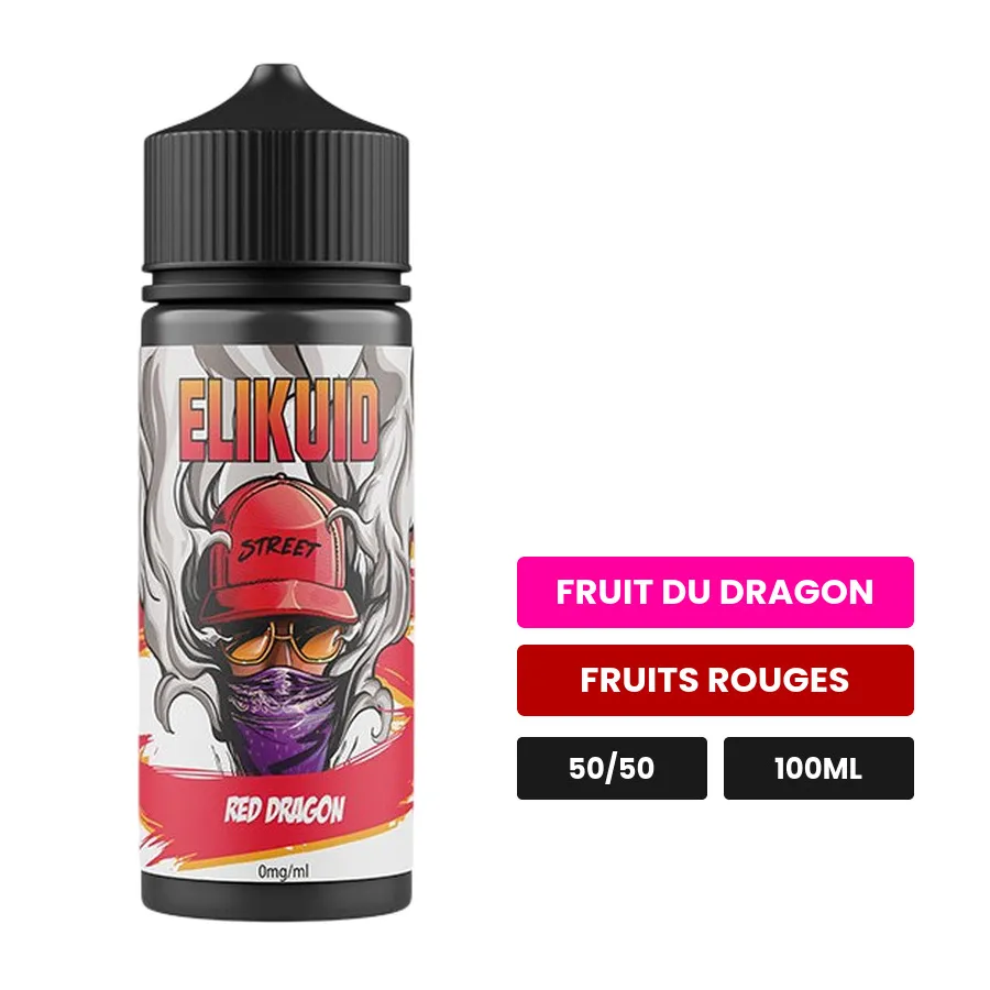 E-liquide Red Dragon d'O'Jlab, 100 ml, saveurs fruit du dragon et fruits rouges.