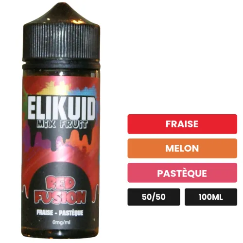 E-liquide Red Fusion d'O'Jlab, 100 ml, saveurs fraise, melon et pastèque.