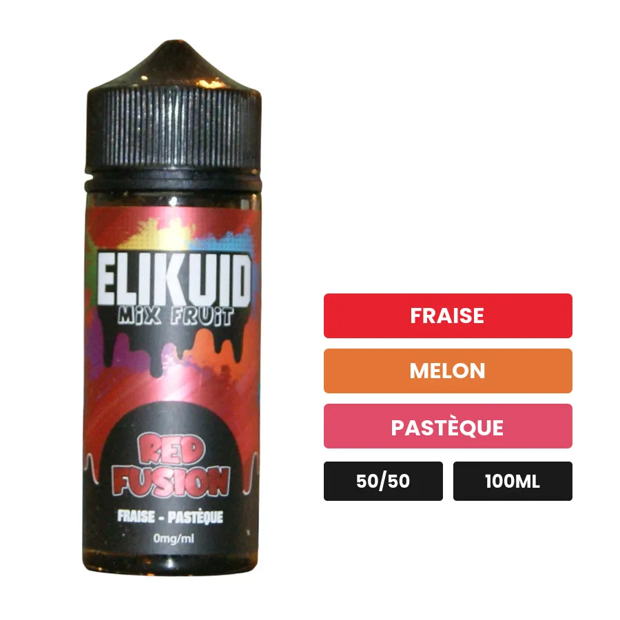 E-liquide Red Fusion d'O'Jlab, 100 ml, saveurs fraise, melon et pastèque.