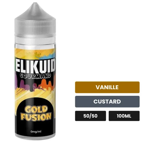 E-liquide Gold Fusion d'O'Jlab, 100 ml, saveurs vanille et custard.