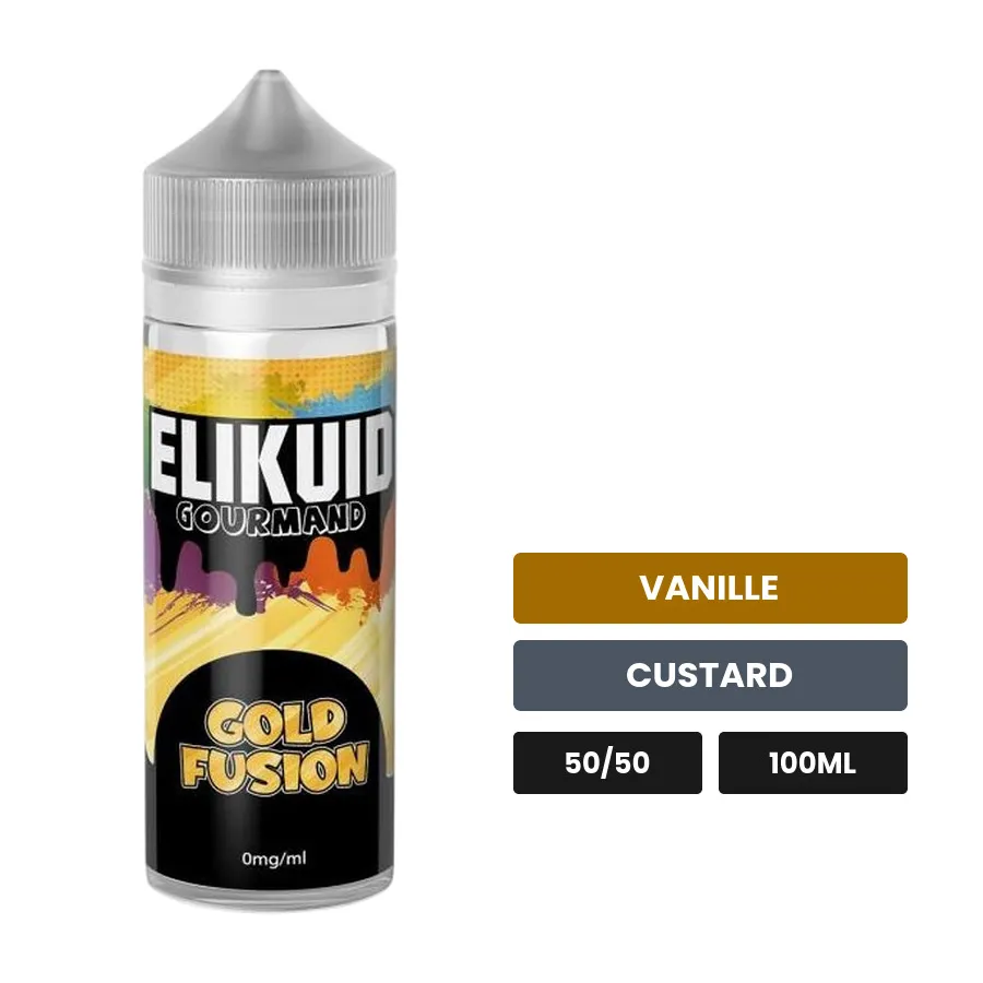 E-liquide Gold Fusion d'O'Jlab, 100 ml, saveurs vanille et custard.