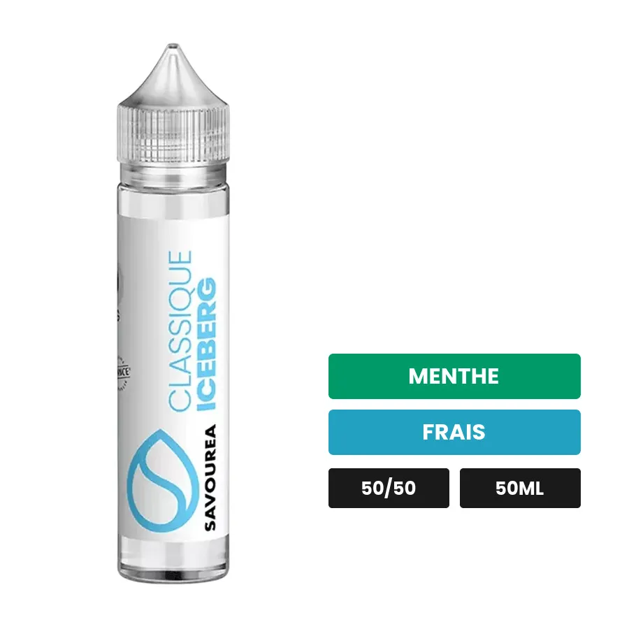 E-liquide Classic - Iceberg de Savourea, 50 ml, saveurs menthe et frais.