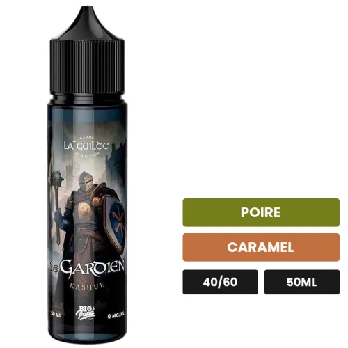 E-liquide Le Gardien Kashue de Big Papa, 50 ml, saveurs poire et caramel.
