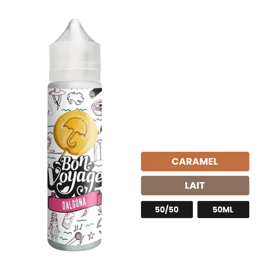 E-liquide Dalgona de Le Coq Qui Vape, 50 ml, saveurs caramel et lait.