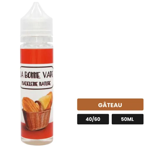 E-liquide Madeleine Nature de La Bonne Vape, 50 ml, saveur gâteau.