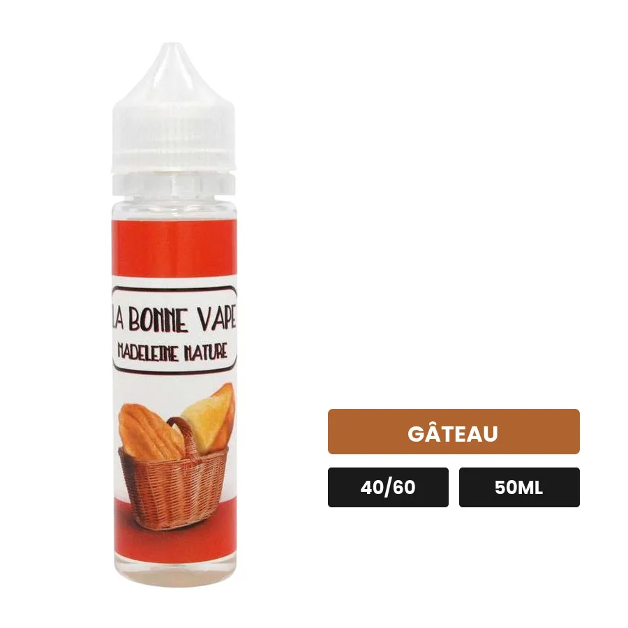 E-liquide Madeleine Nature de La Bonne Vape, 50 ml, saveur gâteau.