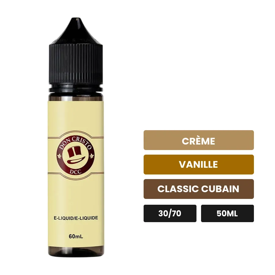 E-liquide Don Cristo Custard de PGVG Labs, 50 ml, saveurs crème, vanille et classic cubain.